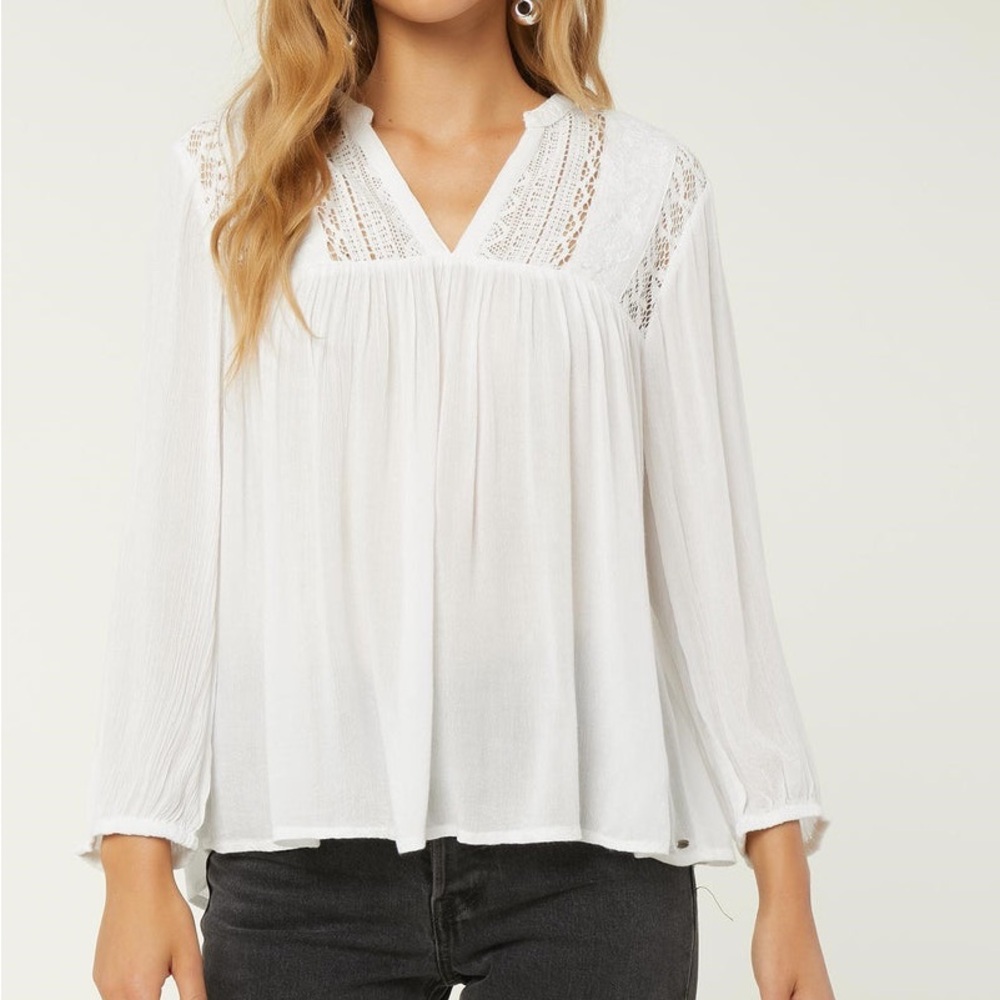 O'NEILL MARA LONG SLEEVE WOVEN TOP WOMEN'S Lace Peasant Top Medium